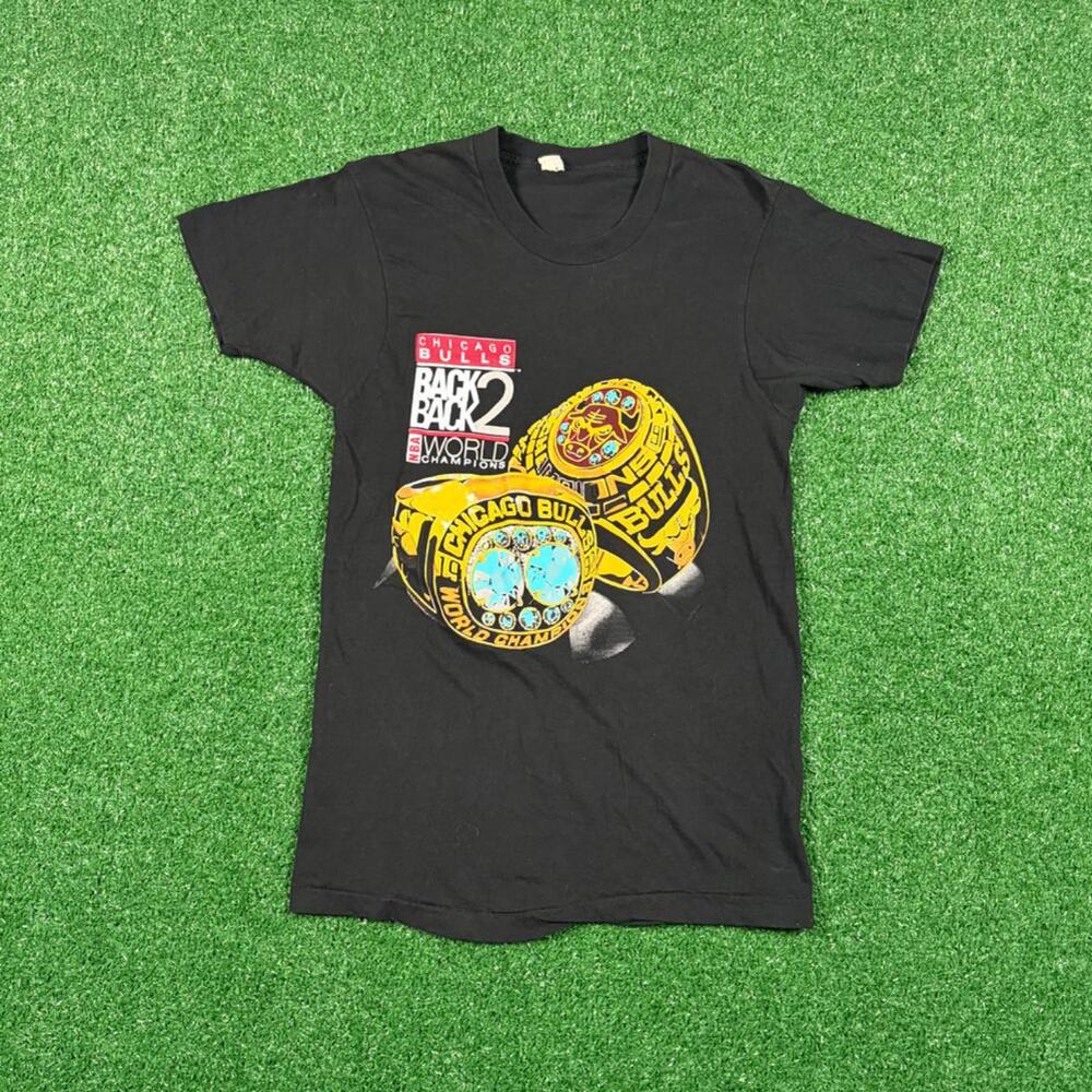 Vintage 1992 Chicago Bulls Championship rings black t shirt single stitch